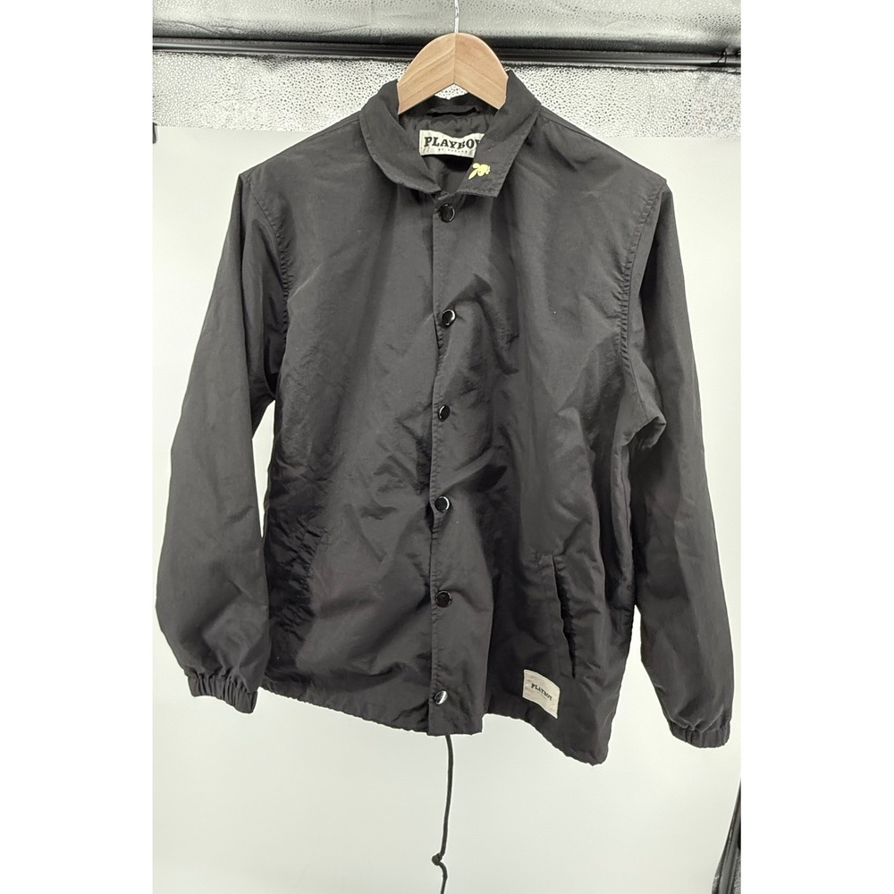 Playboy by PacSun Mens Black Nylon Graphic Coaches Jacket Medium